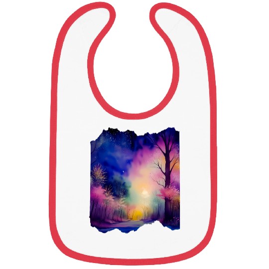 Boho Chic Enchanted Forest Rainbow Watercolor Sky 1 Bibs