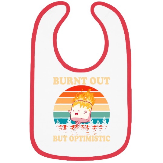 Burnt Out But Optimistic Marshmallow Retro Sunset Camping 1 Bibs