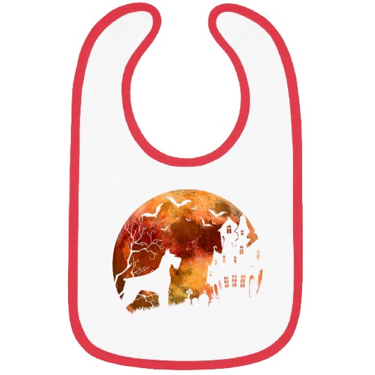 Halloween Giant Schnauzer Creepy Full Moon Haunted House Bibs