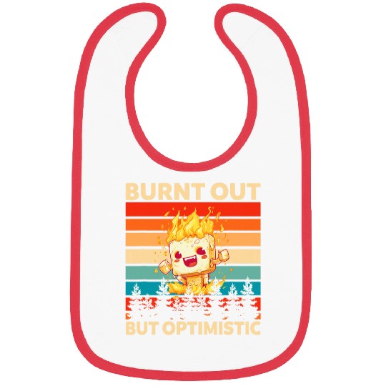 Burnt Out But Optimistic Funny Marshmallow Retro Camping 10 Bibs
