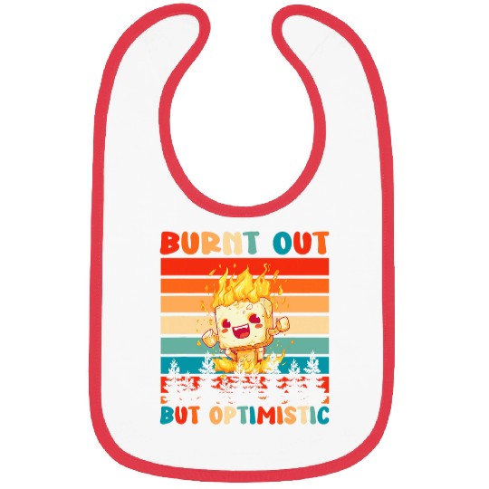 Burnt Out But Optimistic Funny Marshmallow Retro Camping 11 Bibs