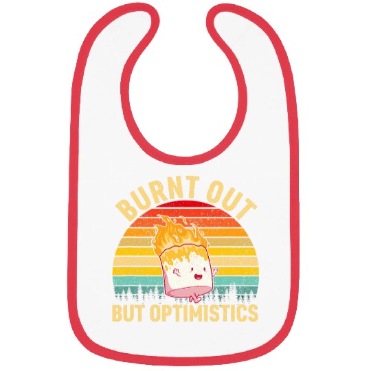 Burnt Out But Optimistic Funny Marshmallow For Camping Retro 2 Bibs