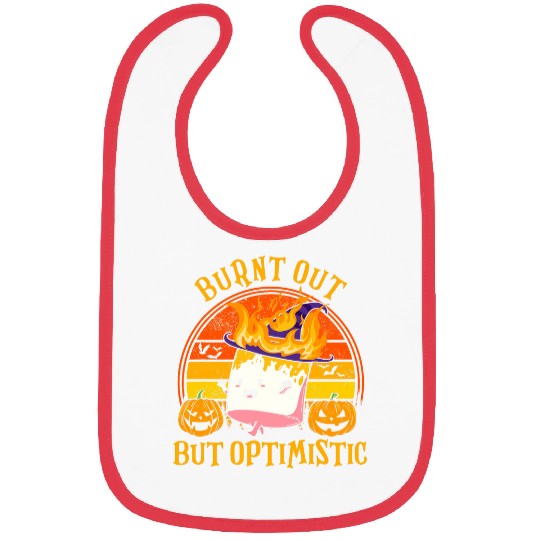 Burnt Out But Optimistic Cute Marshmallow Camping Bibs