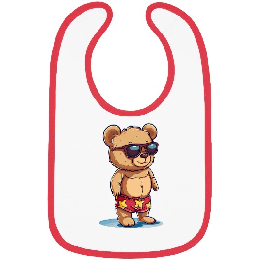 Bear Pet Funny Vacation Bear in swimming trunks Outfit Bibs