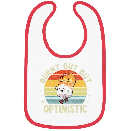 Burnt Out But Optimistic Funny Marshmallow For Camping Retro 1 Bibs