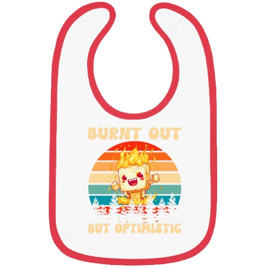 Burnt Out But Optimistic Funny Marshmallow Retro Camping 7 Bibs