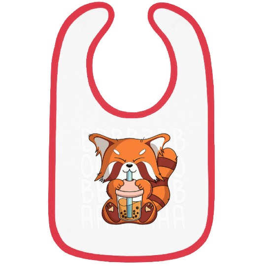 Panda Pet red drinking boba tea bubble tea kawaii panda 1 Bibs
