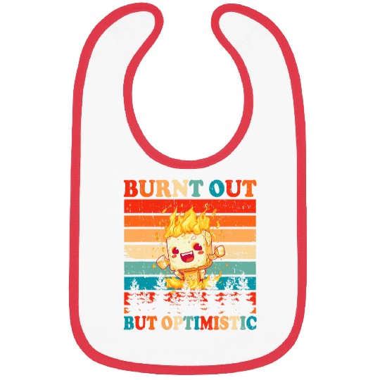 Burnt Out But Optimistic Marshmallow Retro Sunset Camping 2 Bibs