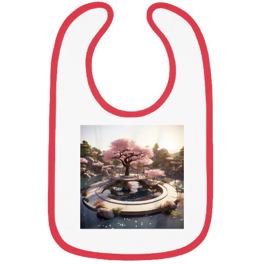 Cherry Blossom Rhapsody Circular Oasis Reflective Serenity Bibs