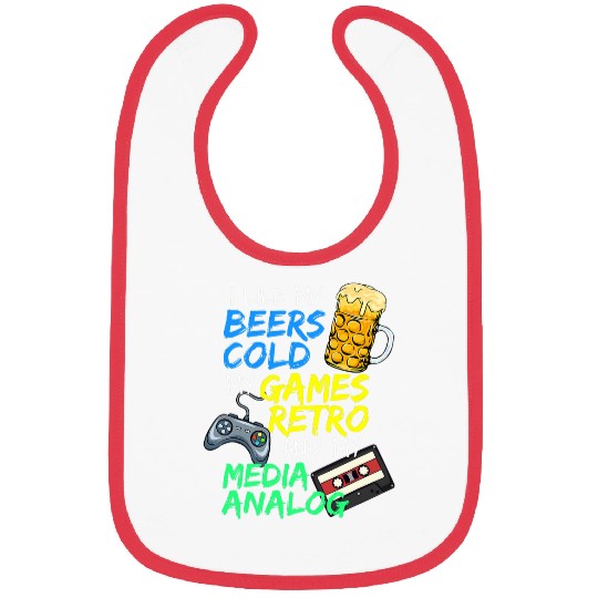 Beer Fun Analog Media Retro Gamer Gaming Geek Cassette Bibs