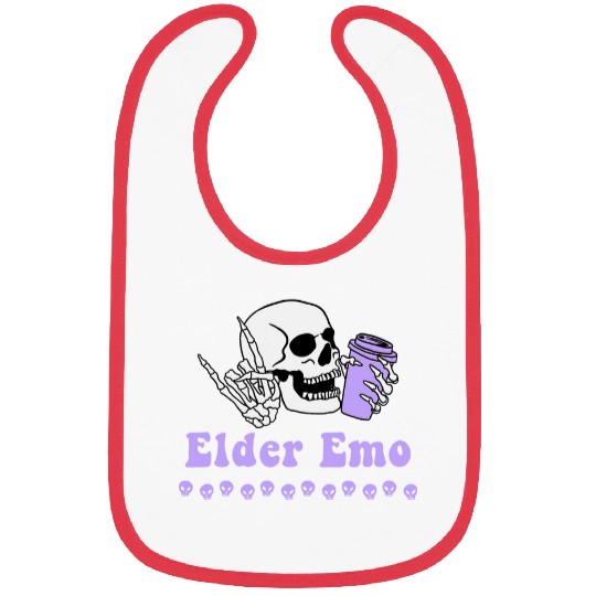 Coffee Fun Elder Emo Goth Skeletons and Coffee Retro Groovy Purple Bibs
