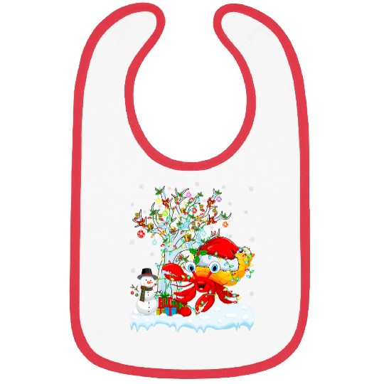 Funny Crab xmass Tree Lighting Santa Hermit Crab Christmas Bibs