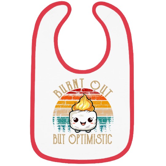 Burnt Out But Optimistic Funny Marshmallow For Camping Retro 3 Bibs