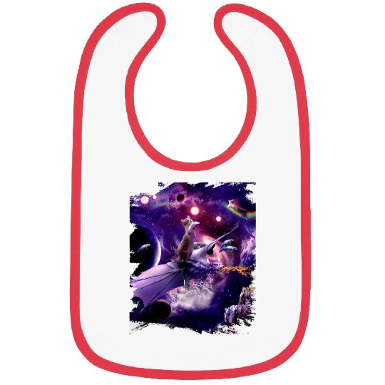Dragon Pet Rainbow Space Cat On Dragon 1 Bibs