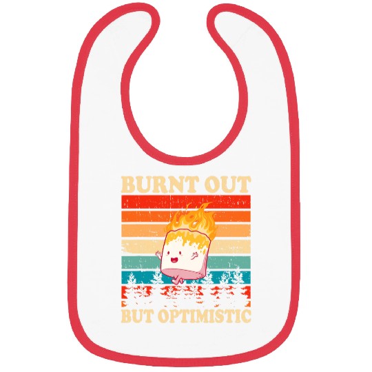 Burnt Out But Optimistic Marshmallow Retro Sunset Camping Bibs