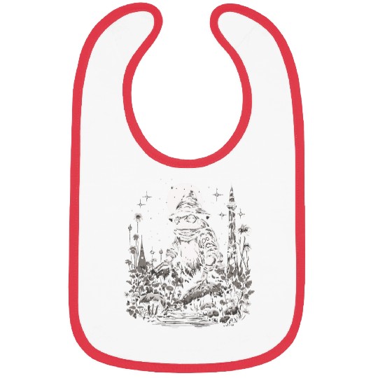 Funny Frog Wizard Cottagecore Mushroom Bibs