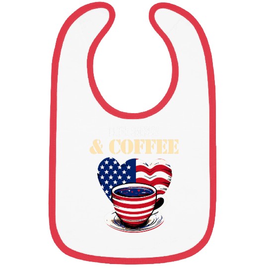 Coffee Fun American Flag I Love America and Coffee Cup Bibs