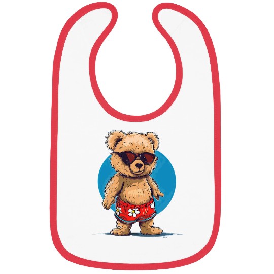 Bear Pet Cool Fun Teddy Bear in swimming trunks and Sunglasses Bibs