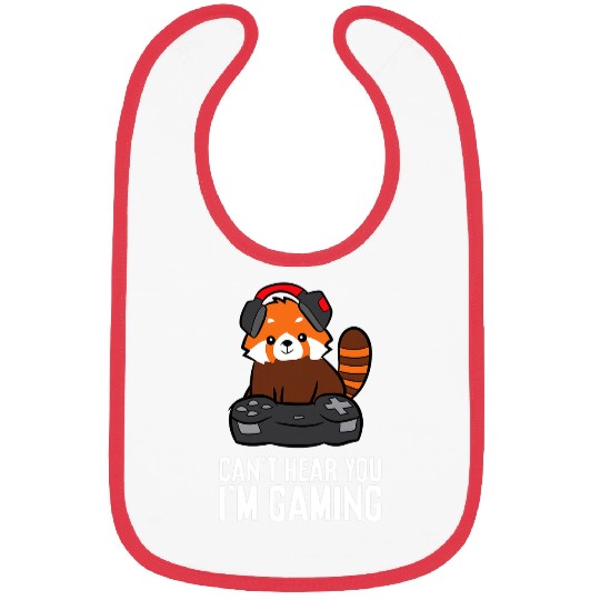Panda Pet Red Panda Gaming Cant Hear You Im Gaming Game Player Bibs