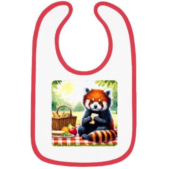 Panda Pet Red Panda Having A Picnic In A Park Blanket Sunny Basket Bibs