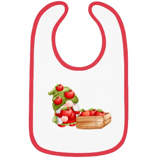 Cute Apple Lover Garden Gnome Fall Autumn Apple Picking Bibs