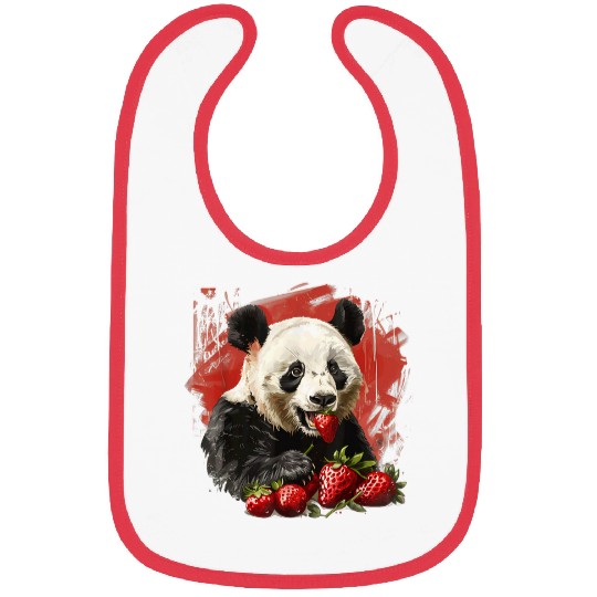 Panda Pet Strawberry Panda Bear Artwork Strawberries Animal Print Bibs