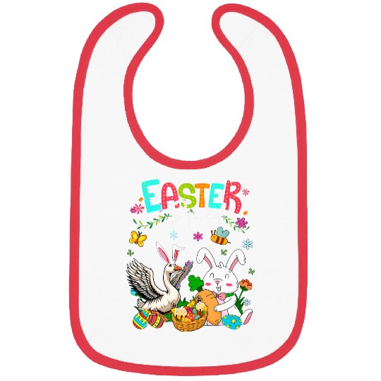Happy Easter Bunny Goose Hunting Eggs Basket Farmer Kids 1 Bibs