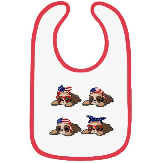 Sloth Pet face glasses america flag us bandana Bibs