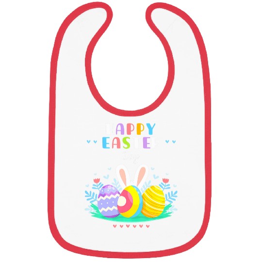 Happy Easter Day Pastel Spring Eggs Hunting Bunny Easter Bibs