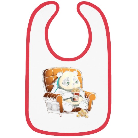 Panda Pet is on the Couch Eating Popcorn Bibs