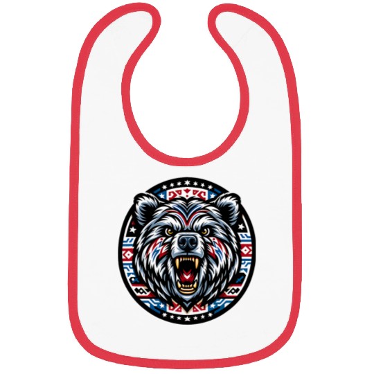 Bear Pet Pacific Northwest Native American Indian Style Grizzly Bear 1 Bibs