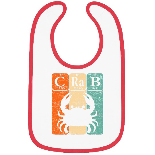 Crab Periodic Table Elements Seafood Crabbing Retro Crabber 3 Bibs