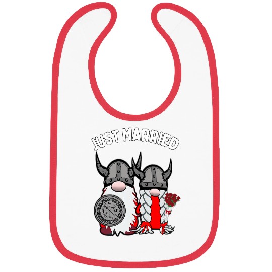 Just Married Nordic Gnome Viking Tomte Couple Wedding Bibs