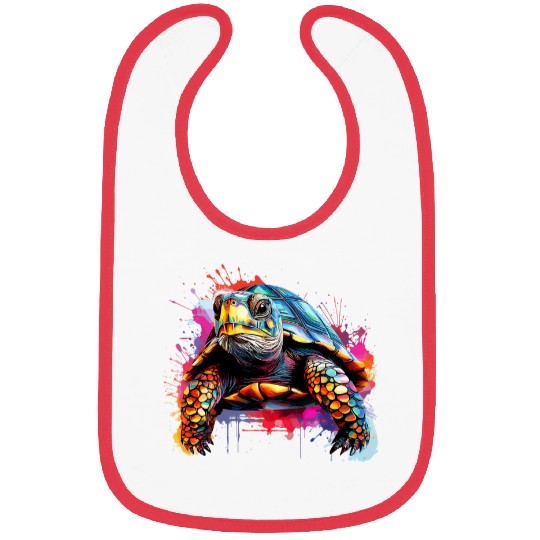 Box Turtle Lover Colorful Splash Art Bibs