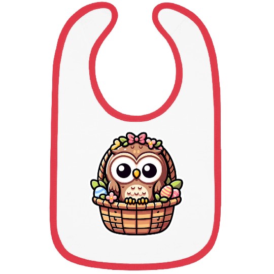 Owl Pet in Easter Basket Spring Owlet Easter Egg Hunt Bibs