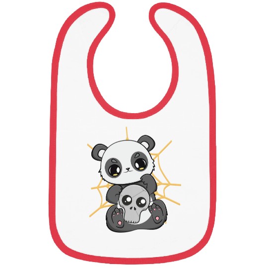 Panda Pet Spooky Panda Bear Cub Anime Skull Spiderweb Halloween Pajama Bibs