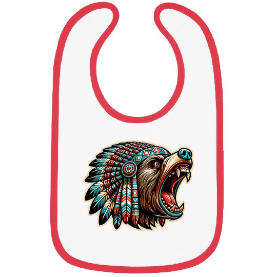 Bear Pet Pacific Northwest Native American Indian Style Grizzly Bear 2 Bibs