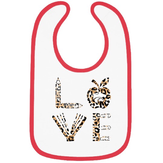 Kansas State Wildcats Stacked Love Leopard Teacher Things Bibs