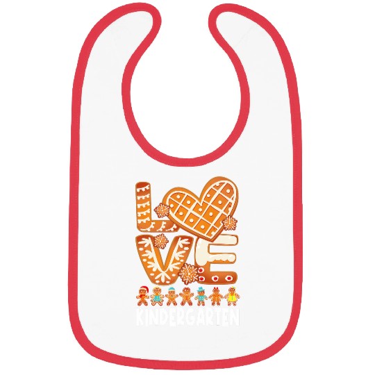Love Kindergarten Teacher Christmas Gingerbread Students Bibs