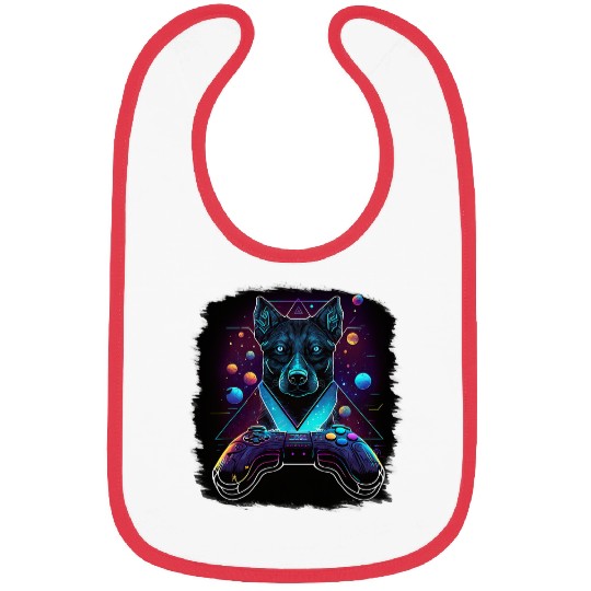 Gamer Streamer Abstract Dog Neon Controller Bibs