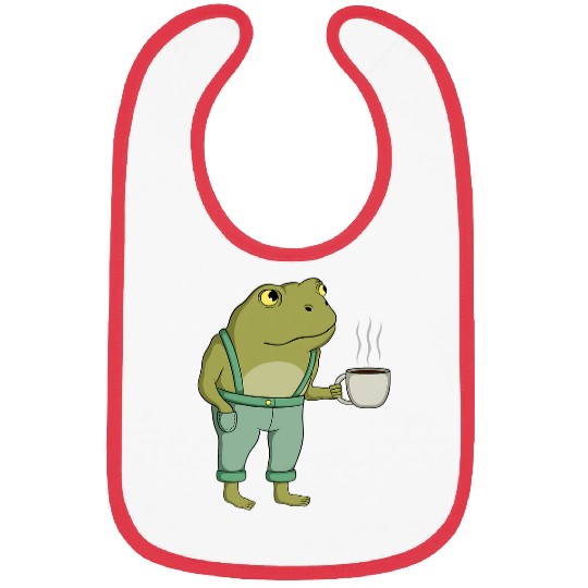 Coffee Fun Frog Cute Cottagecore Aesthetic Toad With Coffee Bibs