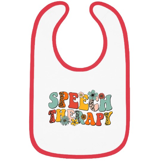Retro Groovy Speech Therapy Leopard SLP Speech Therapist Bibs