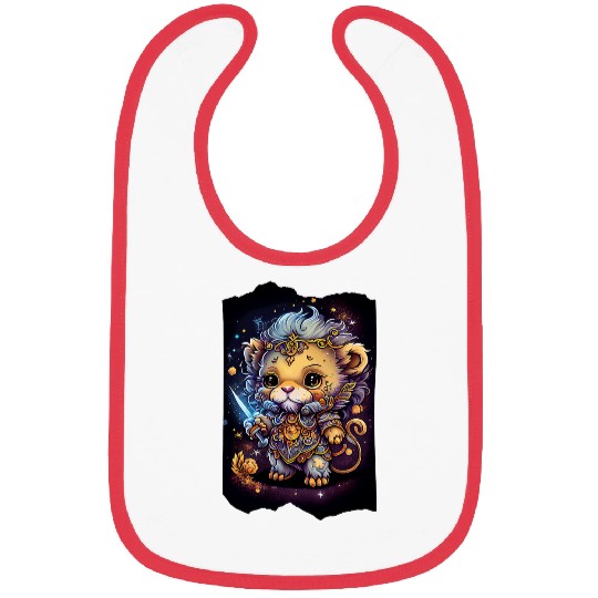 Lion Pet Chibi Style Kids Cute With Celestial Elements Bibs