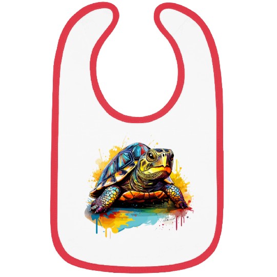 Colorful Splash Art Eastern Box Turtle Lover Bibs