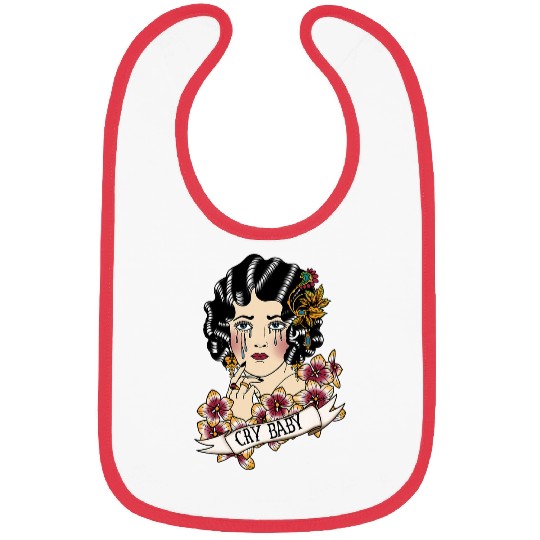 Cry Baby American Traditional Old School Lady Tattoo Bibs
