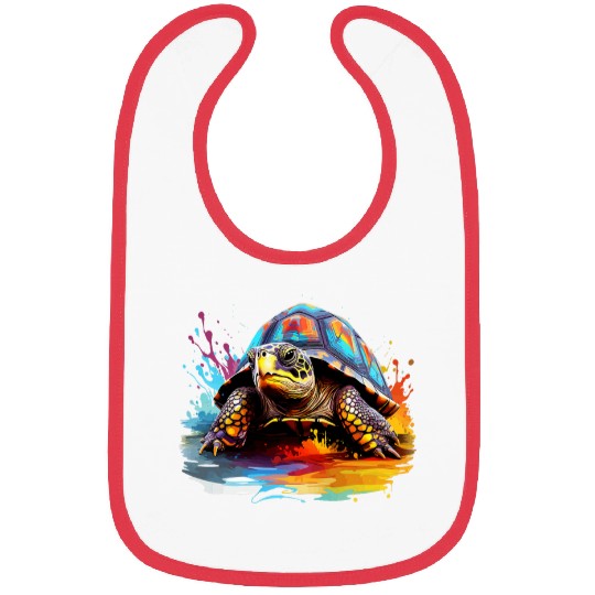 Colorful Box Turtle Lover Splash Art Bibs