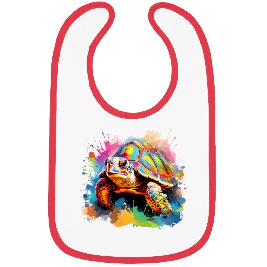Colorful Splash Art Box Turtle Lover Bibs