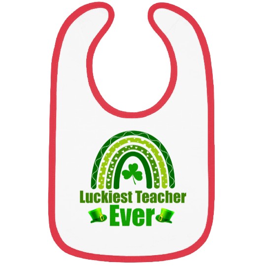 Luckiest Teacher Ever rainbow St Patricks Day Teaching Bibs