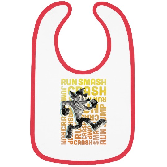 Crash Bandicoot Run Smash Crash Gradient Text Logo Jumble Bibs