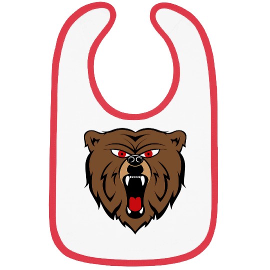 Bear Pet Creative Oversized Bear Head Face Print Bold Grizzly Bibs
